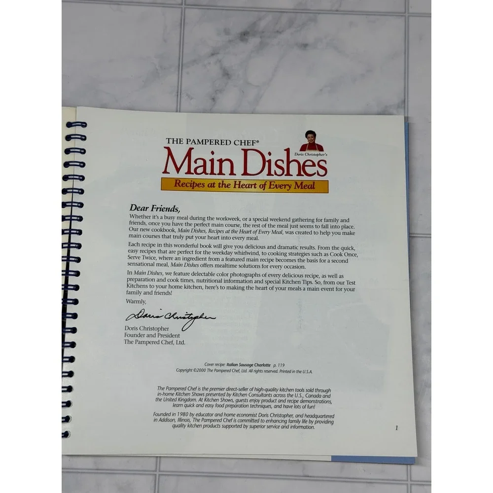 The Pampered Chef Main Dishes Cookbook Doris Christopher Spiral Bound 2000